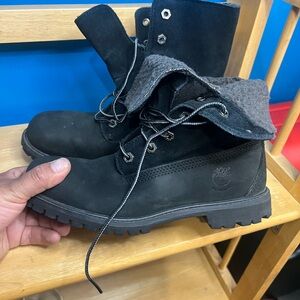 Timberland Black Lace-Up Boots Sz 7.5 W Womens